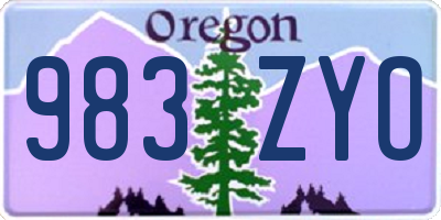OR license plate 983ZYO