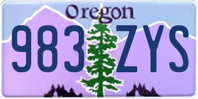 OR license plate 983ZYS