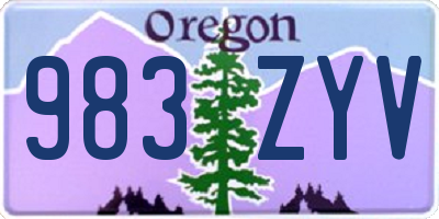 OR license plate 983ZYV