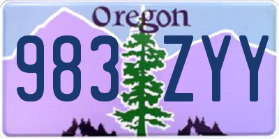 OR license plate 983ZYY
