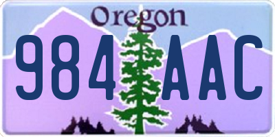OR license plate 984AAC