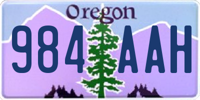 OR license plate 984AAH