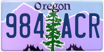 OR license plate 984ACR