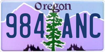 OR license plate 984ANC