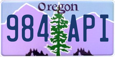 OR license plate 984API