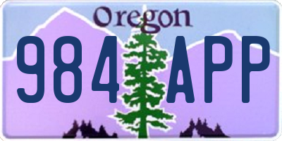 OR license plate 984APP
