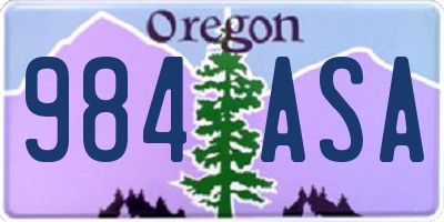 OR license plate 984ASA