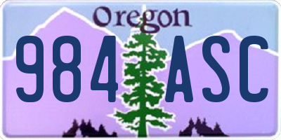 OR license plate 984ASC