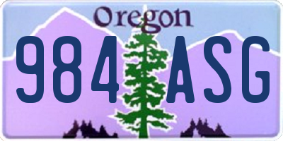 OR license plate 984ASG