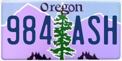 OR license plate 984ASH