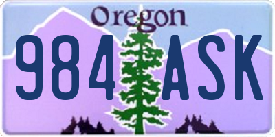 OR license plate 984ASK