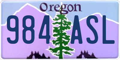OR license plate 984ASL