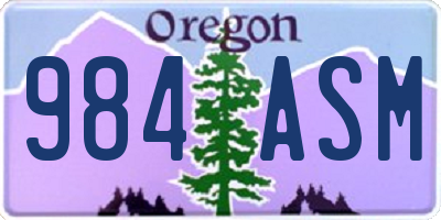 OR license plate 984ASM
