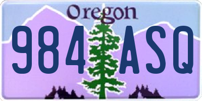 OR license plate 984ASQ