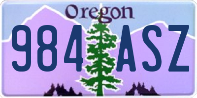 OR license plate 984ASZ