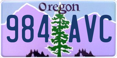 OR license plate 984AVC