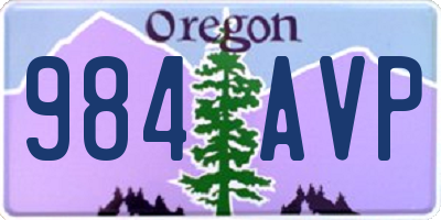OR license plate 984AVP
