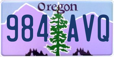 OR license plate 984AVQ