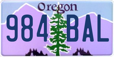 OR license plate 984BAL