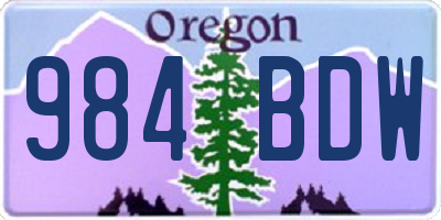 OR license plate 984BDW