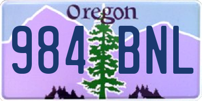 OR license plate 984BNL