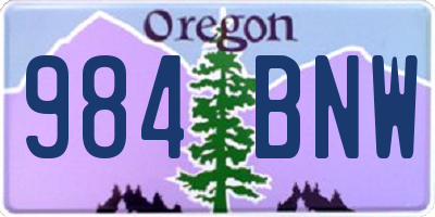 OR license plate 984BNW