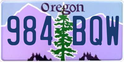 OR license plate 984BQW