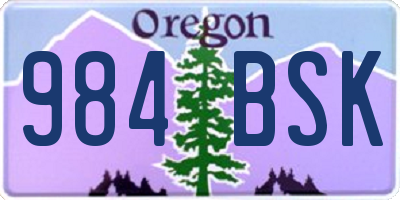OR license plate 984BSK