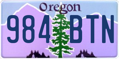 OR license plate 984BTN