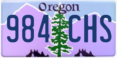 OR license plate 984CHS