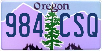 OR license plate 984CSQ