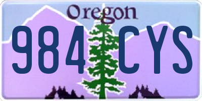 OR license plate 984CYS