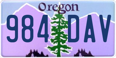 OR license plate 984DAV