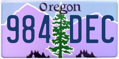 OR license plate 984DEC