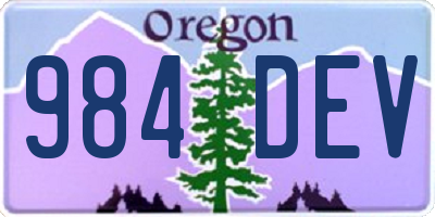 OR license plate 984DEV