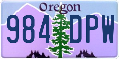 OR license plate 984DPW