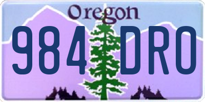 OR license plate 984DRO