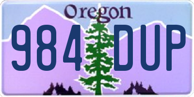 OR license plate 984DUP