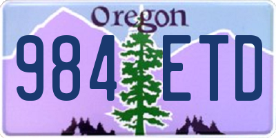 OR license plate 984ETD