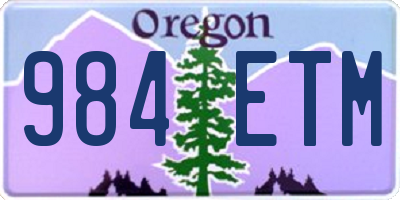 OR license plate 984ETM