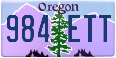 OR license plate 984ETT