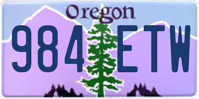 OR license plate 984ETW