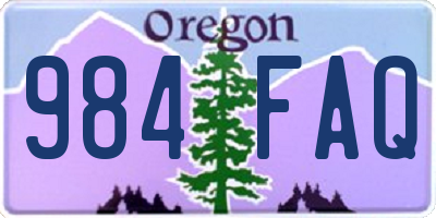 OR license plate 984FAQ