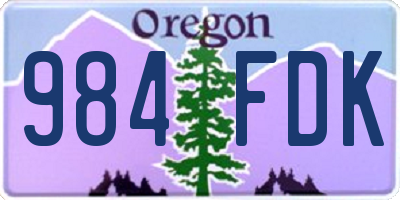 OR license plate 984FDK