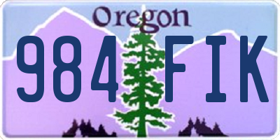 OR license plate 984FIK