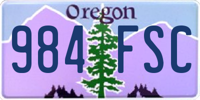 OR license plate 984FSC