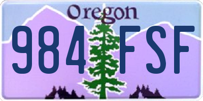 OR license plate 984FSF