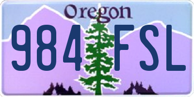 OR license plate 984FSL