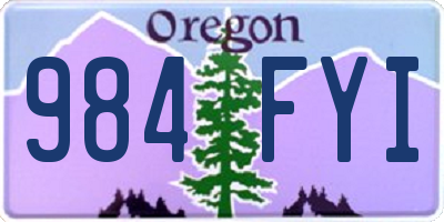 OR license plate 984FYI