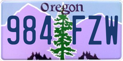 OR license plate 984FZW